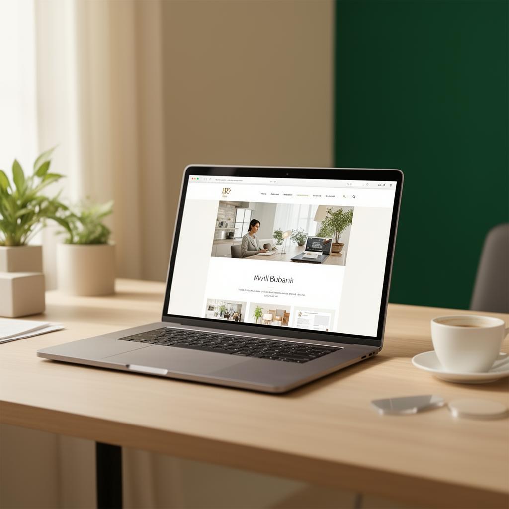 Modern small business website being designed on a laptop